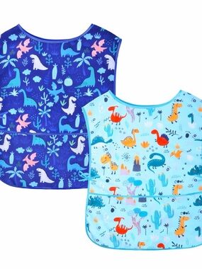 Kids Waterproof Dinosaur Art Bibs - Set of 2